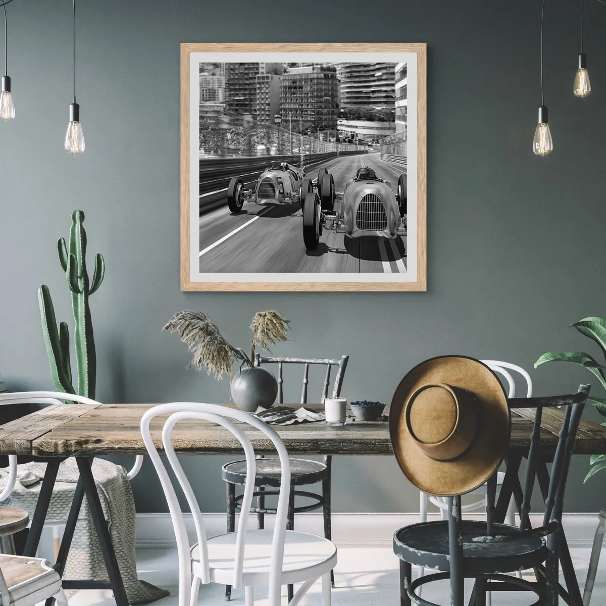 Plakat w ramie jasny dąb - Dawno temu w Monte Carlo - 50x50 cm