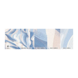 Fototapeta Próbka Samoprzylepna Deluxe Sticker - Błękitne falowanie - Pastelowe, Minimalizm, Sztuka - 100x30 cm
