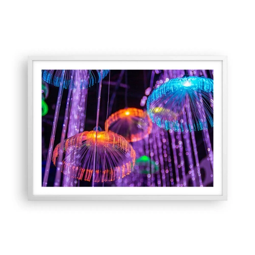 Plakat w białej ramie - Świetlna fontanna - 70x50 cm