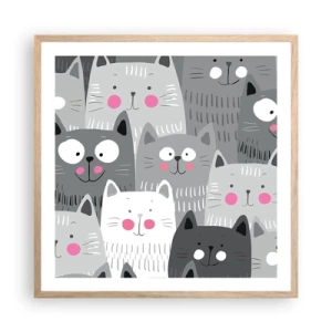 Plakat w ramie jasny dąb - Koci świat - 60x60 cm