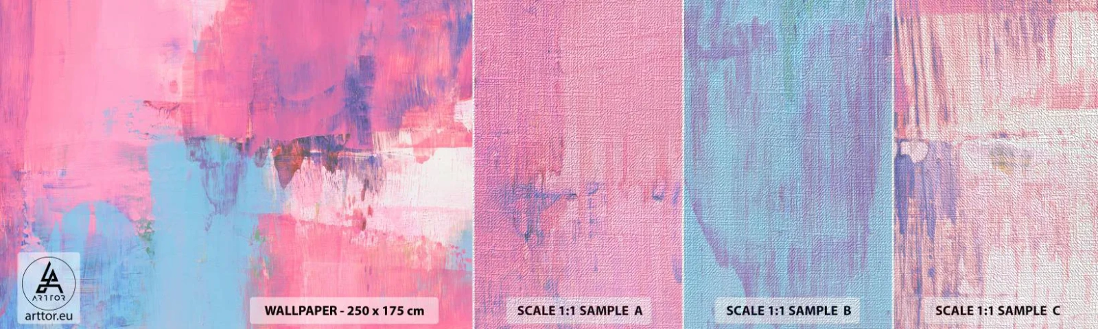 Fototapeta Próbka Premium Canvas - Róż, błękit i szczypta światła - Abstrakcja, Minimalizm, Sztuka - 100x30 cm