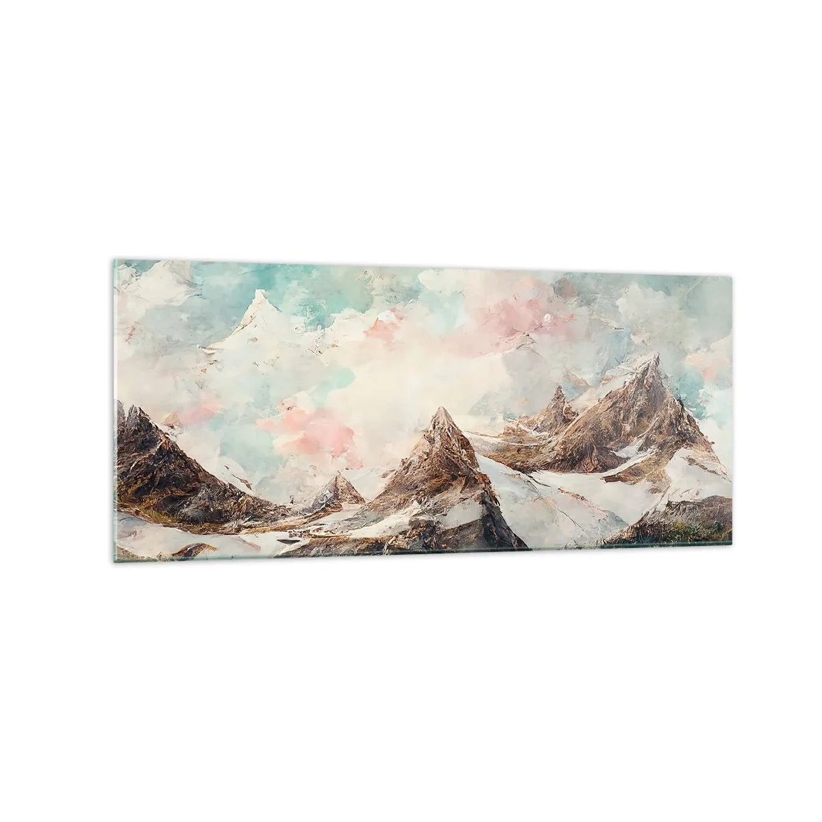 Obraz na szkle - Malownicze góry z pastelowym niebem - 120x50cm - Skalne ostrza - Nowoczesna dekoracja ścienna do salonu i sypialni ARTTOR