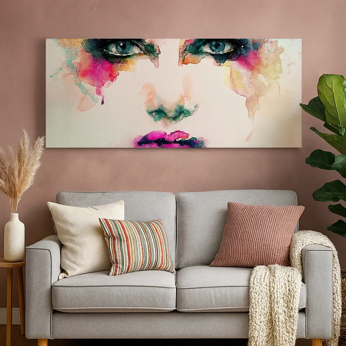 Obraz na płótnie - Portret malowany tęczą - 30x30 cm