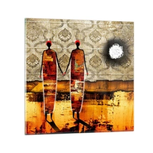 Obraz na szkle - Kompozycja etniczna w kolorach Afryki - 70x70 cm
