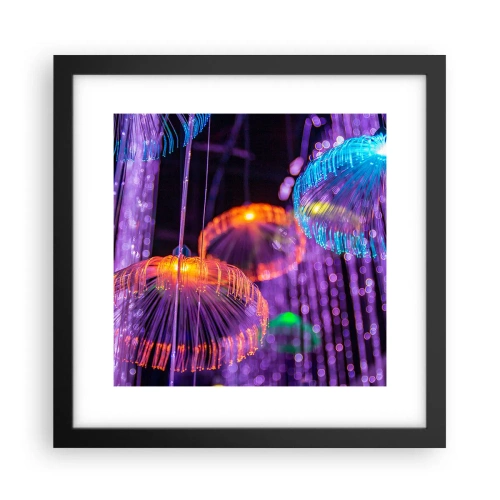 Plakat w czarnej ramie - Świetlna fontanna - 30x30 cm