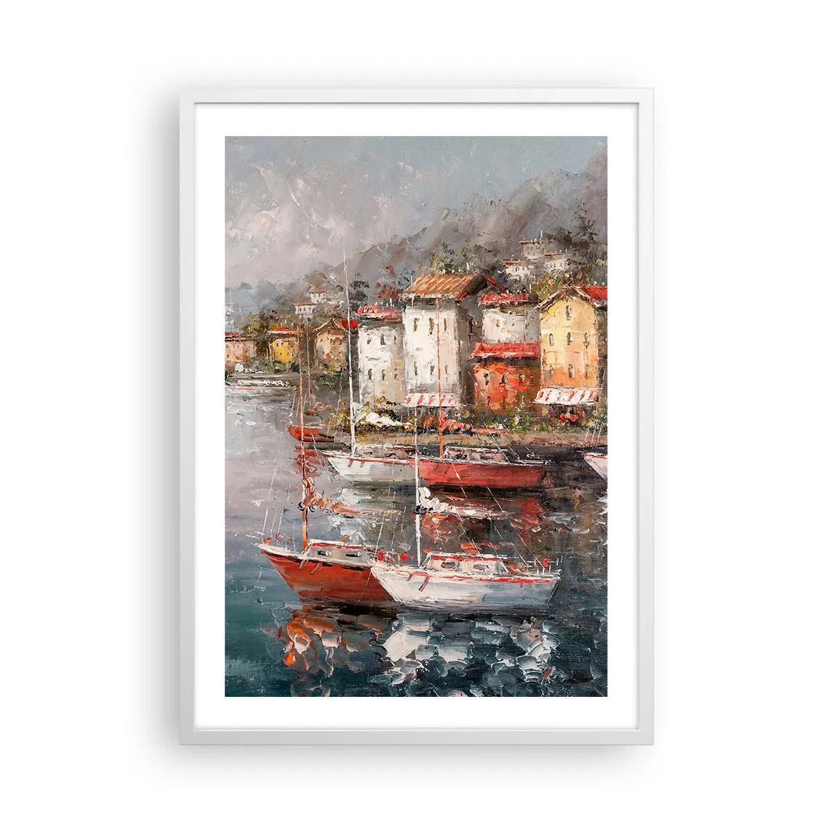 Plakat w białej ramie - Romantyczna przystań - 50x70 cm