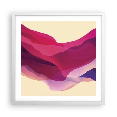 Plakat w białej ramie - Fale purpury - 50x50 cm