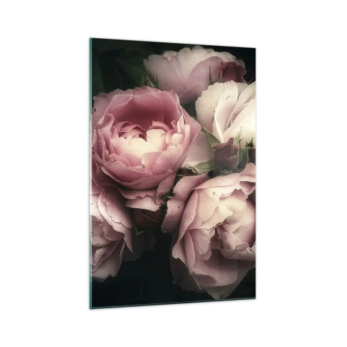 Obraz na szkle - Bukiet róż w delikatnych odcieniach różu i bieli - 70x100cm - Czar belle epoque - Nowoczesna dekoracja ścienna do salonu i sypialni ARTTOR