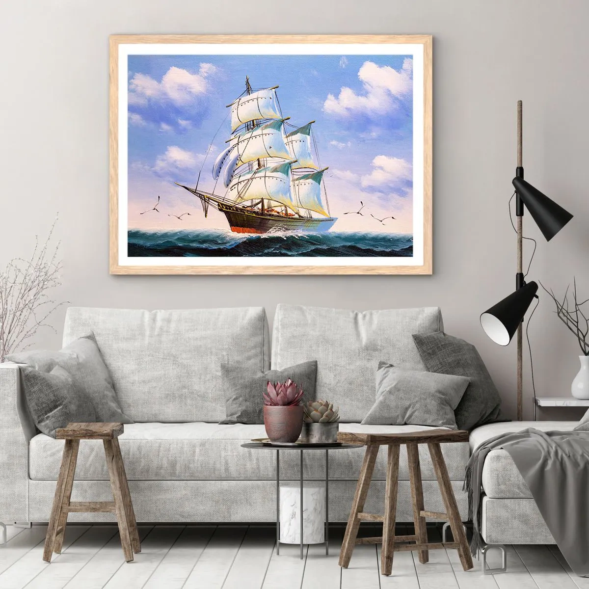 Plakat w ramie jasny dąb - Dumnie z wiatrem - 50x40 cm