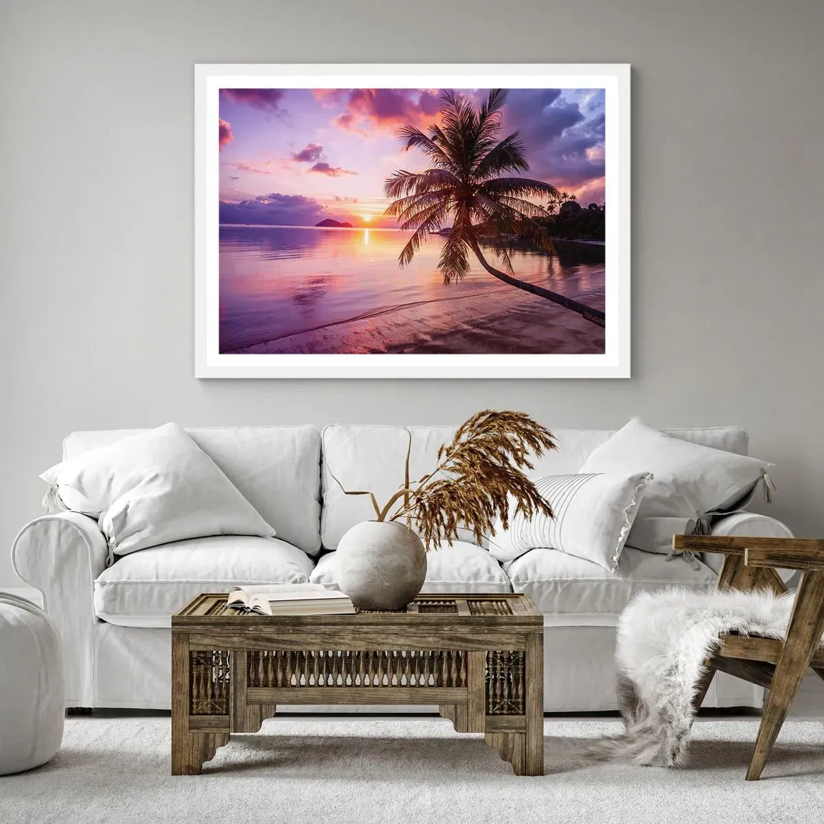 Plakat w białej ramie - Błogość aż po horyzont - 100x70 cm