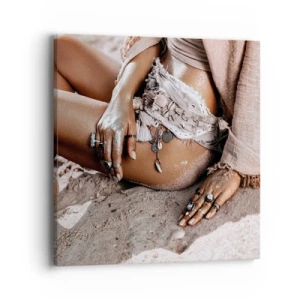 Obraz na płótnie - Wyrzucona przez fale? - 40x40 cm