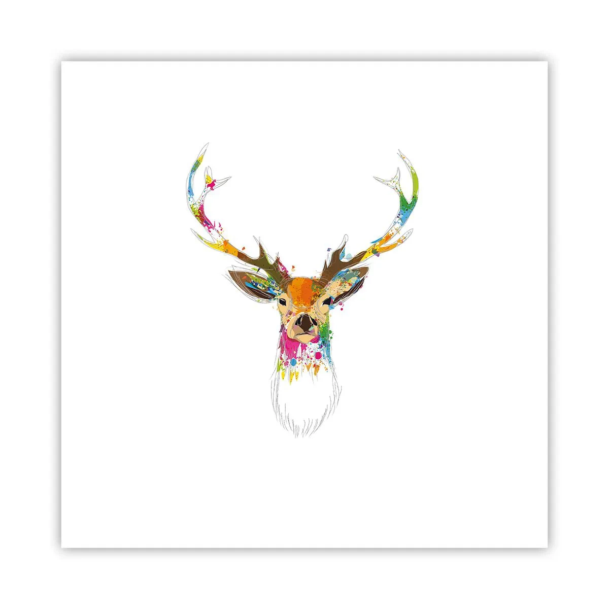 Plakat - Łagodny jelonek skąpany w kolorze - 30x30 cm