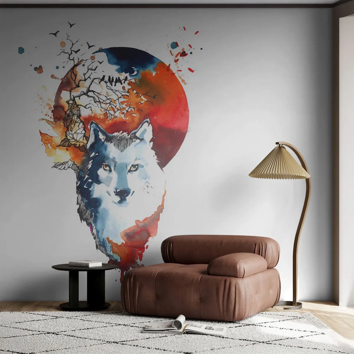 Fototapeta Samoprzylepna Deluxe Sticker - Nos w nos z nocą - Abstrakcja, Zwierzęta, Wilk - 250x175 cm