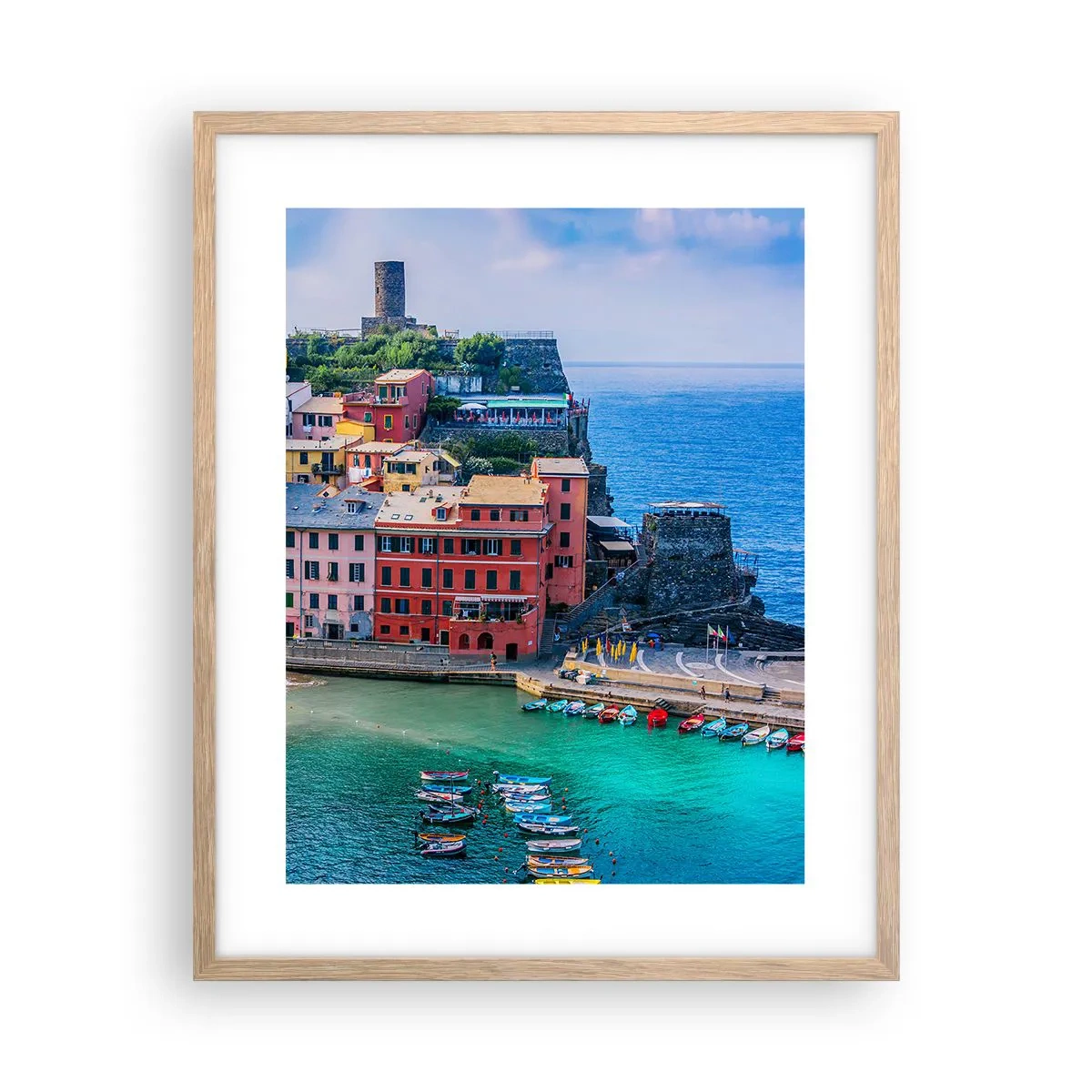 Plakat w ramie jasny dąb - Śródziemnomorskie magiczne miasteczko - 40x50 cm