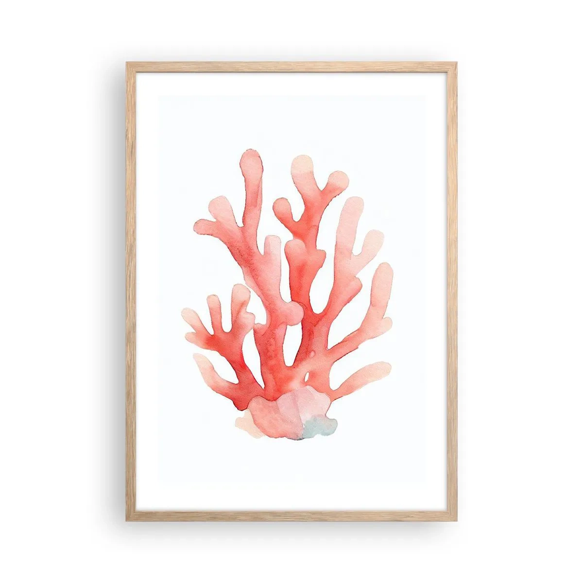 Plakat w ramie jasny dąb - Koral koloru koralowego - 50x70 cm