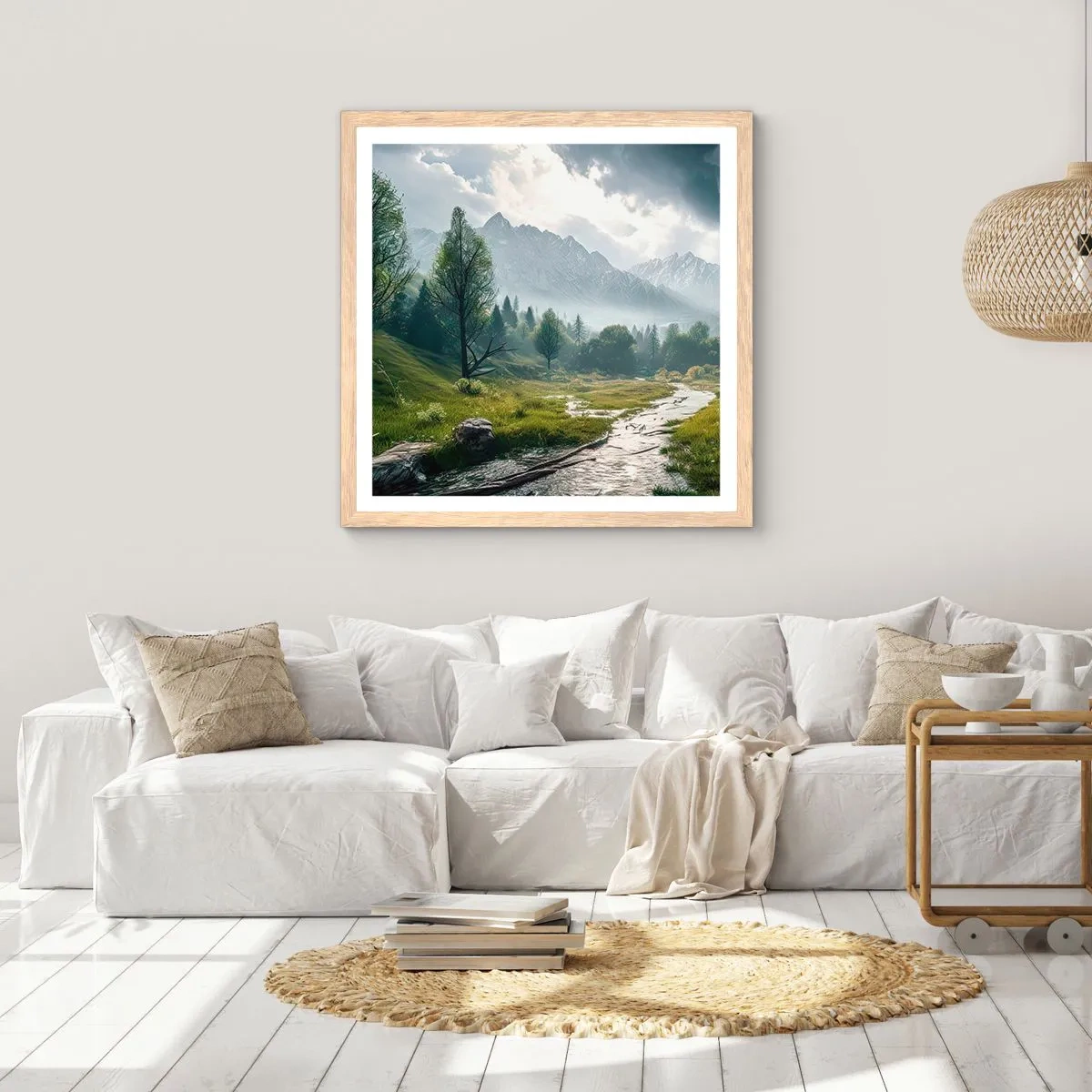 Plakat w ramie jasny dąb - Tam i z powrotem - 60x60 cm