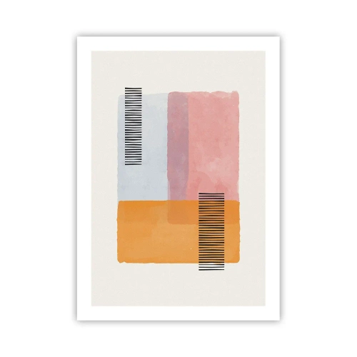 Plakat - Geometryczne formy w pastelowych kolorach z akcentami linii - 50x70cm - Z kąta w kąt - Nowoczesna dekoracja ścienna do salonu, kuchni i sypialni ARTTOR