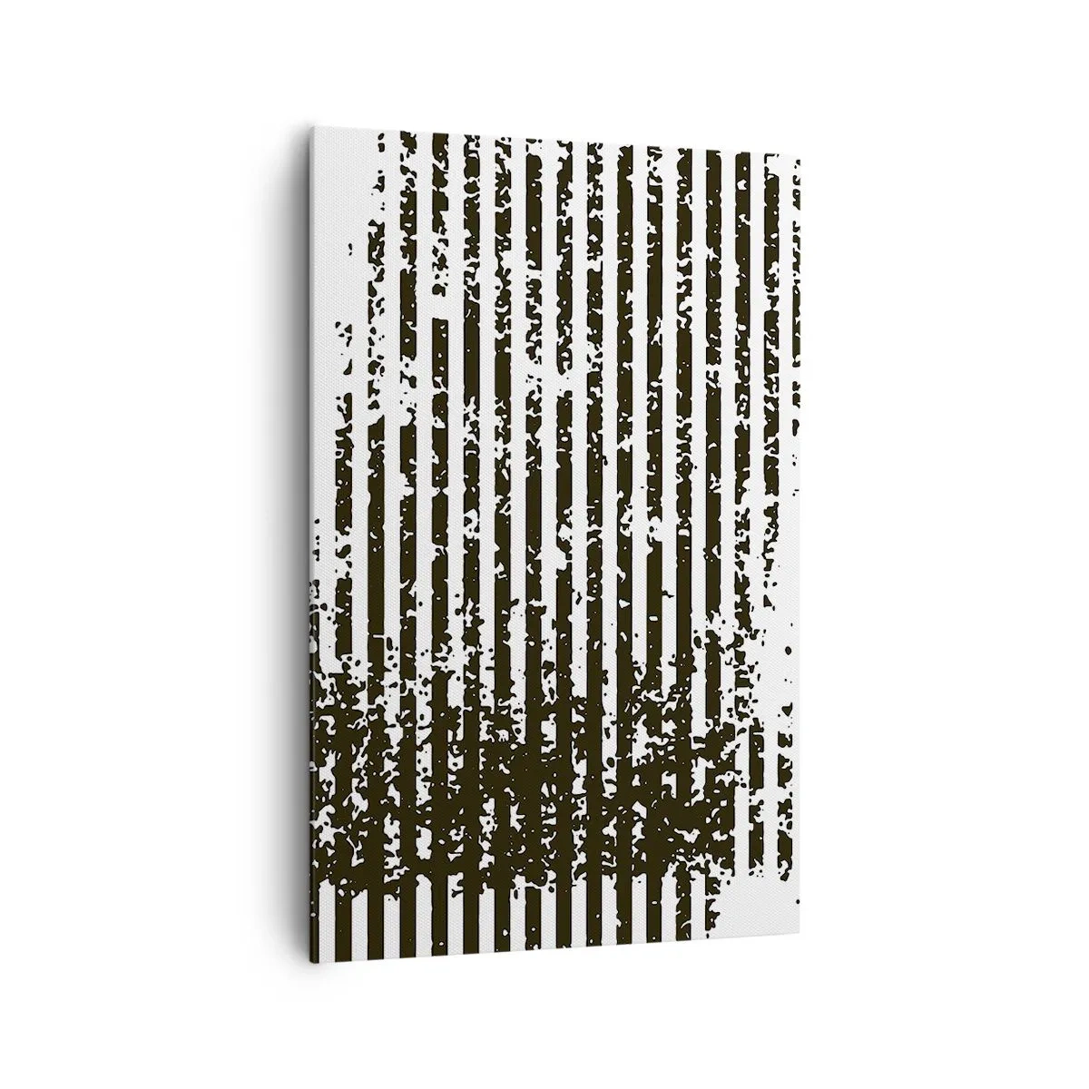 Obraz na płótnie - Abstrakcyjne linie z efektem przetarcia w czerni i bieli - 80x120cm - Rytm i szum - Nowoczesna dekoracja ścienna do salonu i sypialni ARTTOR