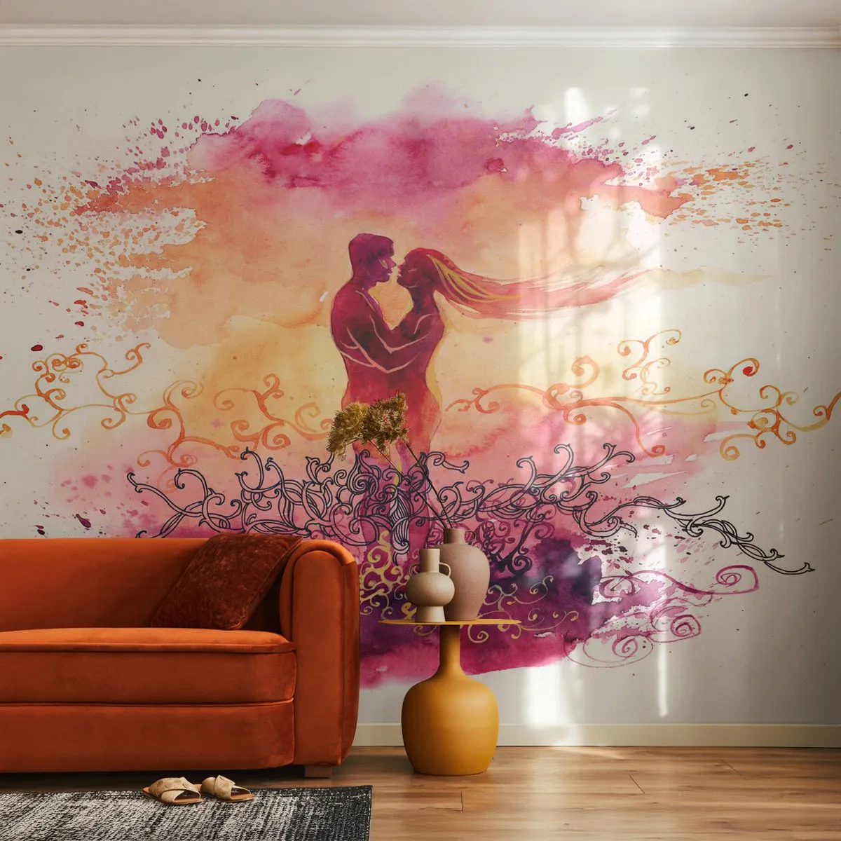 Fototapeta Premium Canvas - Jednego serca! Tak mało mi trzeba… - Abstrakcja, Para Zakochanych, Pocałunek - 300x210 cm