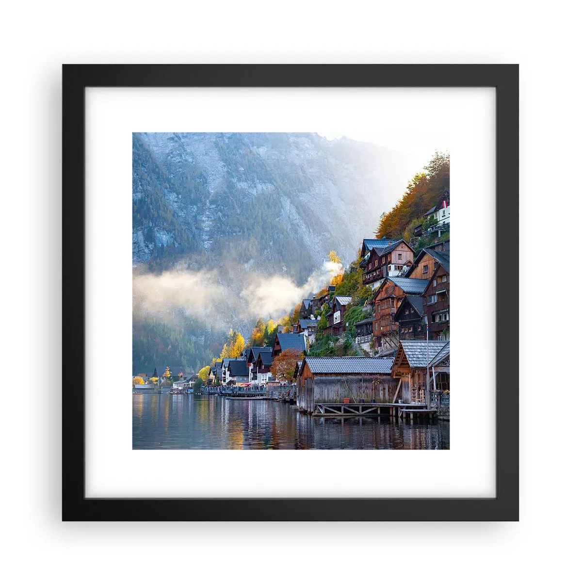 Plakat w czarnej ramie - Alpejskie klimaty - 30x30 cm