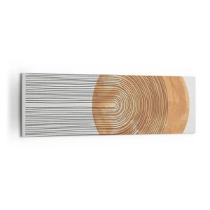 Obraz na płótnie - Geometryczna kompozycja z okręgiem i liniami w ciepłych barwach - 160x50cm - Kompozycja słoneczna - Nowoczesna dekoracja ścienna do salonu i sypialni ARTTOR