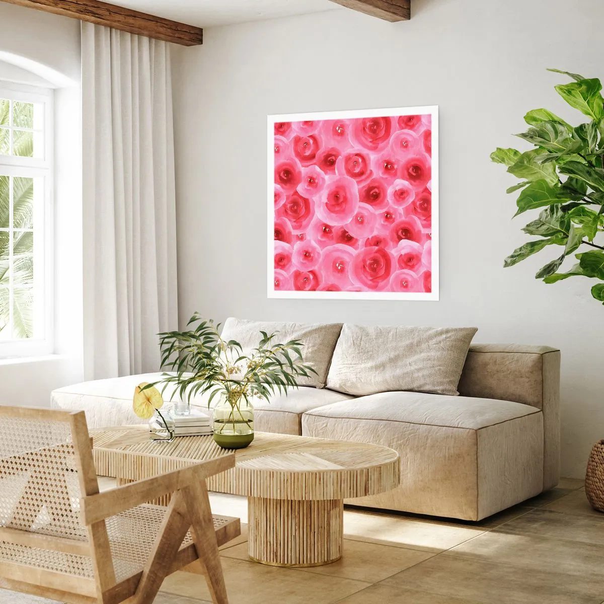 Plakat - Róże na dole i na górze - 50x50 cm