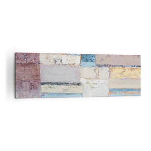 Obraz na płótnie - Geometryczna kompozycja w pastelowych barwach - 160x50cm - Spokój geometrii - Nowoczesna dekoracja ścienna do salonu i sypialni ARTTOR