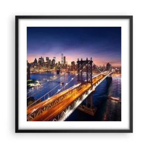 Plakat w czarnej ramie - Świetlistym mostem do serca miasta - 50x50 cm