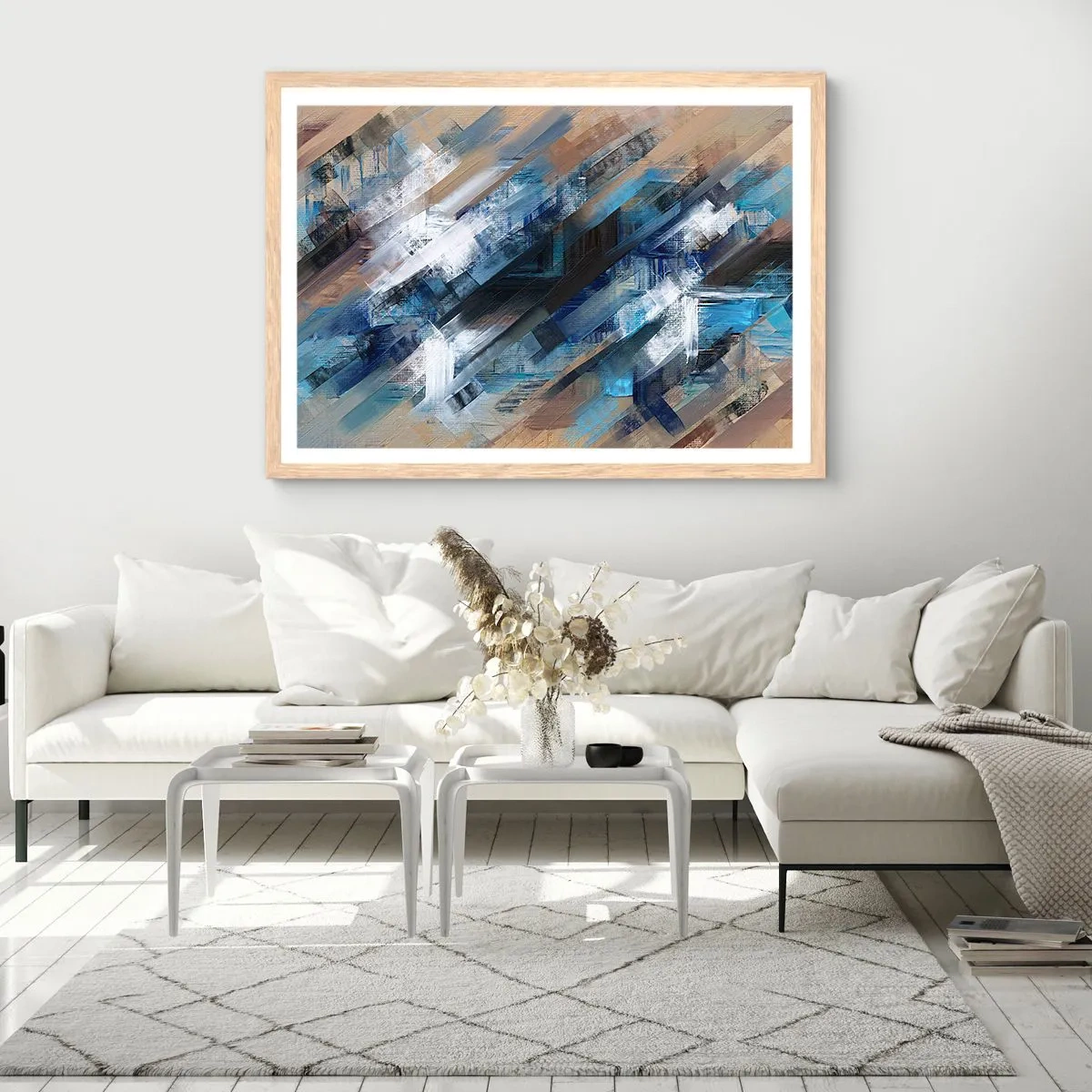 Plakat w ramie jasny dąb - Po błękitnym skosie - 100x70 cm