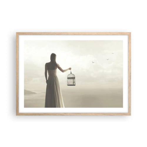 Plakat w ramie jasny dąb - Bądź wolna - 70x50 cm