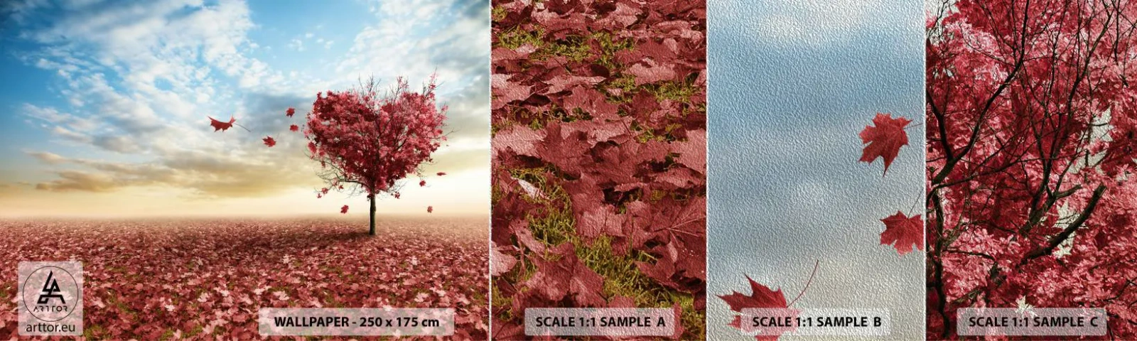 Fototapeta Próbka Premium Sand - Pokochaj też jesień - Krajobraz, Grafika, Drzewo - 100x30 cm