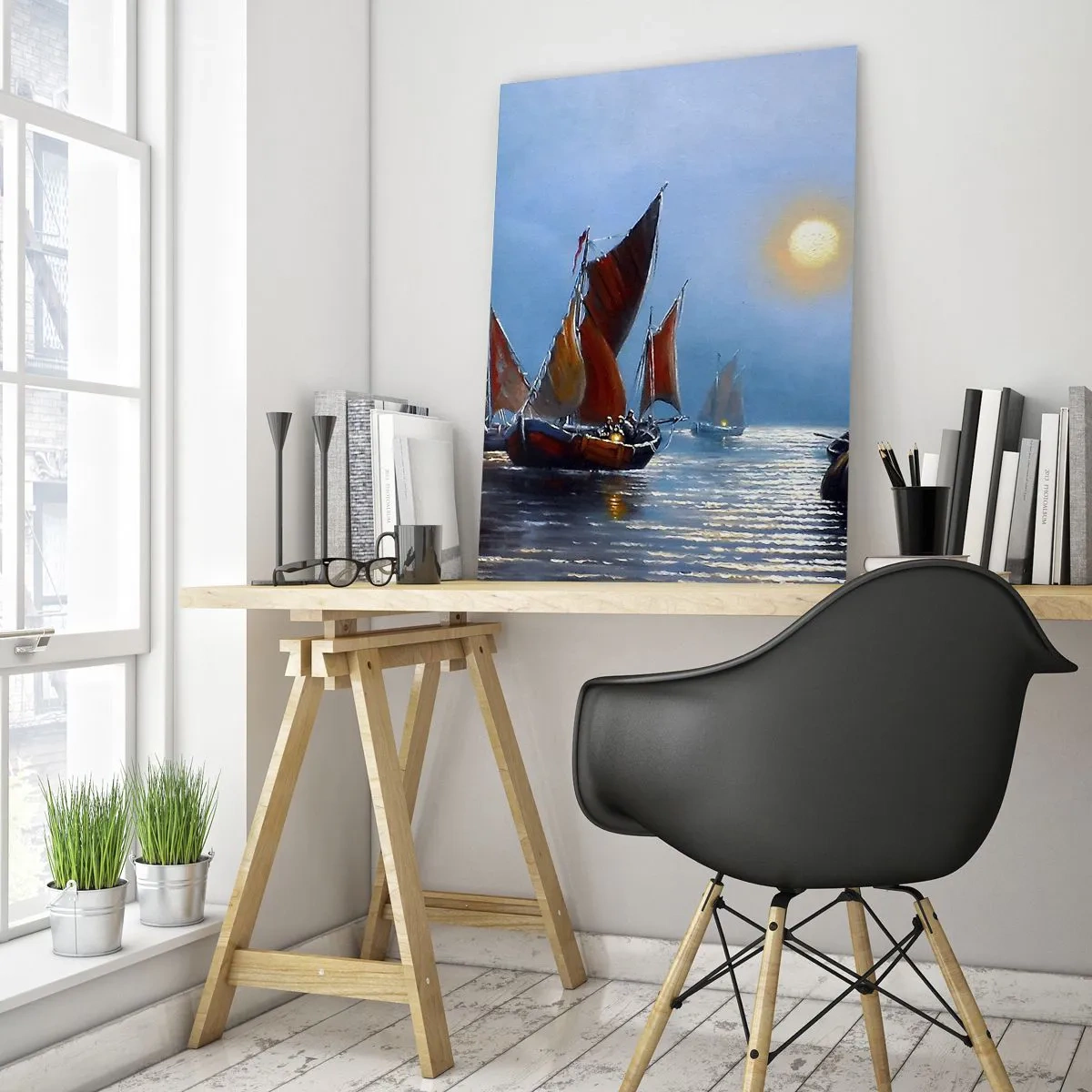 Obraz na szkle - Nocny połów - 50x70cm - Nocny połów - Nowoczesna dekoracja ścienna do salonu, kuchni i sypialni ARTTOR