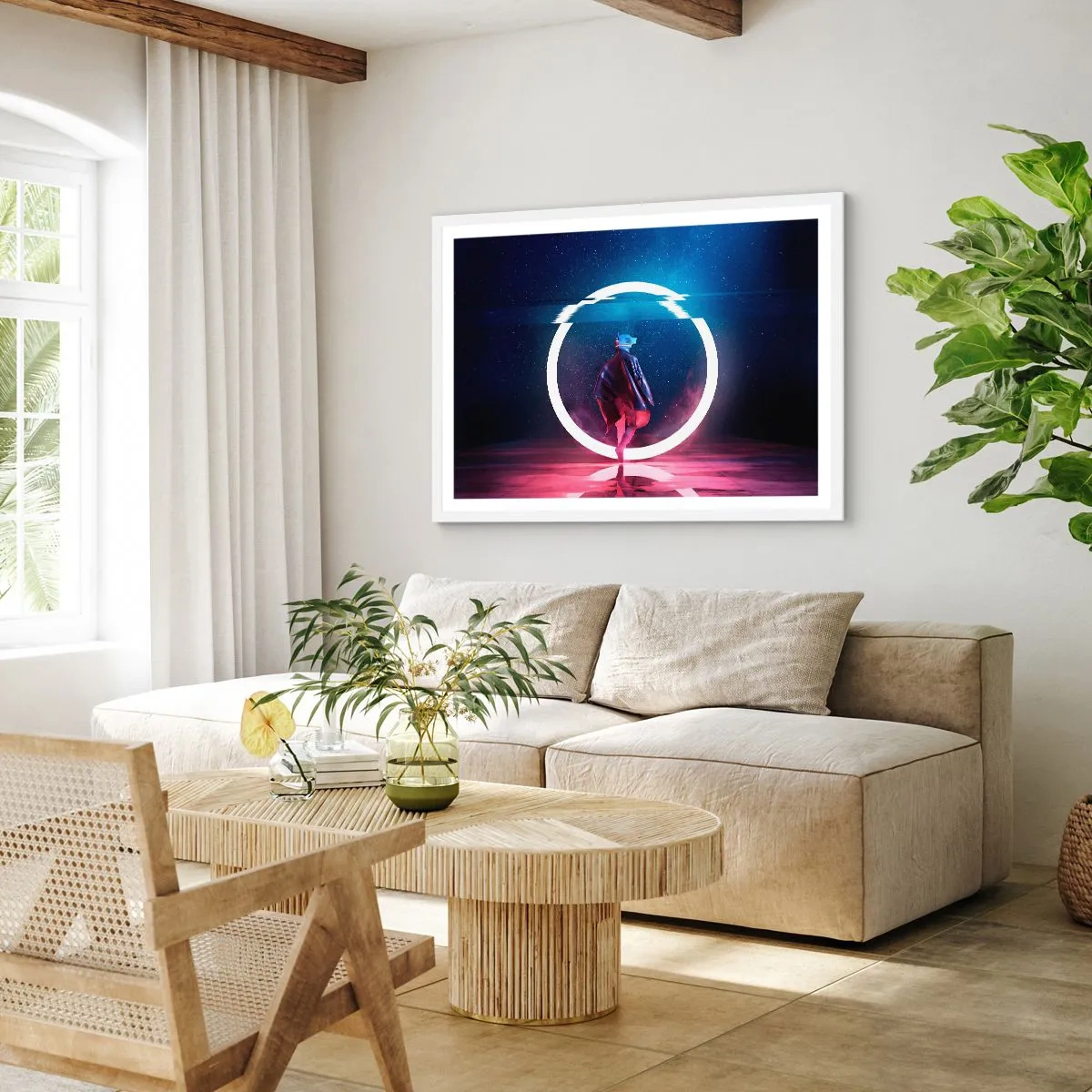 Plakat w białej ramie - Między światami - 100x70 cm