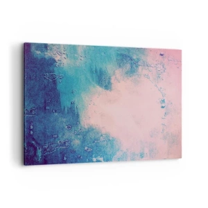Obraz na płótnie - Abstrakcyjna tekstura w odcieniach różu i niebieskiego - 100x70cm - Błękitne objęcia - Nowoczesna dekoracja ścienna do salonu, kuchni i sypialni ARTTOR
