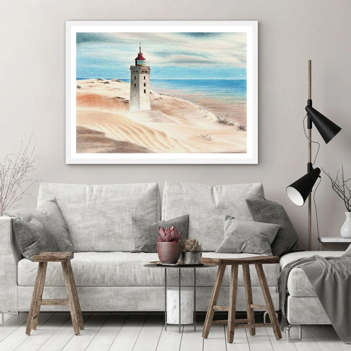 Plakat w białej ramie - Zawsze wpatrzona w morze - 100x70 cm