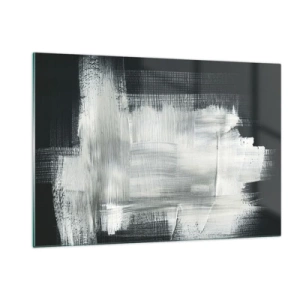 Obraz na szkle - Minimalistyczna abstrakcja w czerni i bieli - 120x80cm - Utkane z pionu i poziomu - Nowoczesna dekoracja ścienna do salonu, kuchni i sypialni ARTTOR