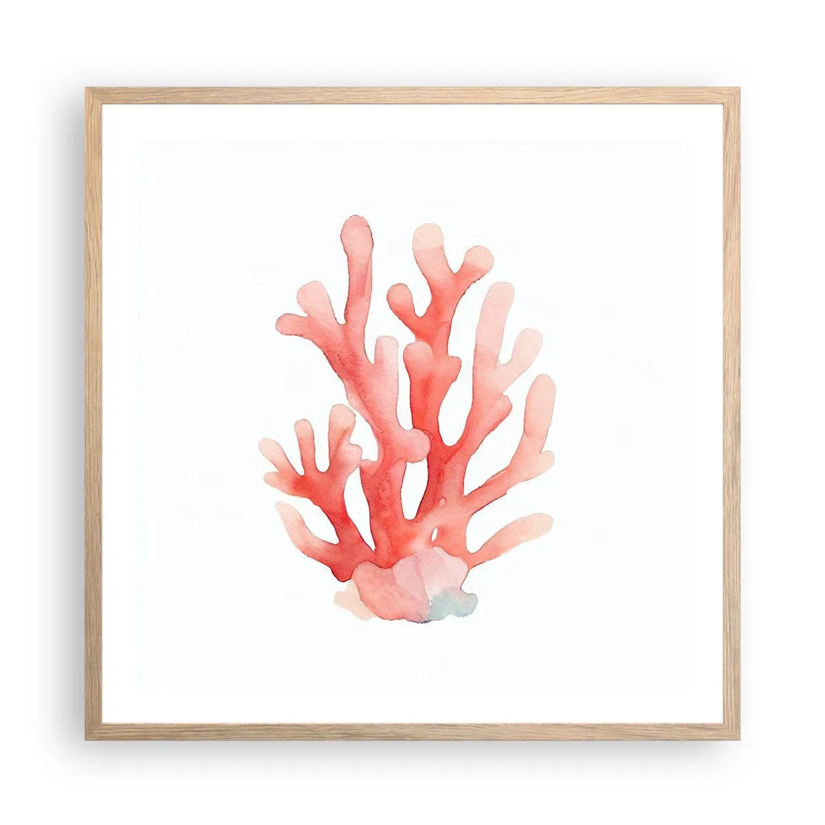 Plakat w ramie jasny dąb - Koral koloru koralowego - 60x60 cm