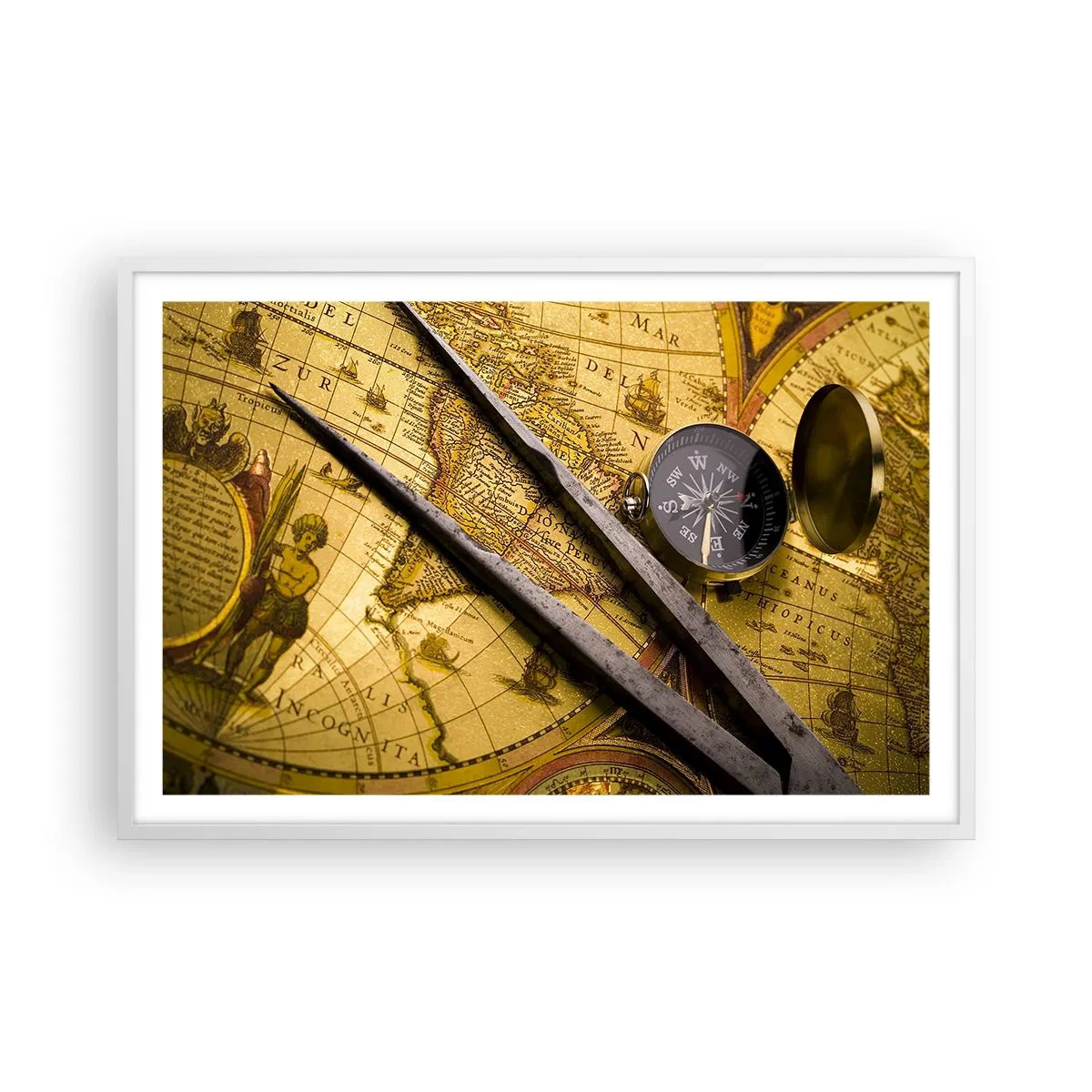 Plakat w białej ramie - Gdze te skarby? - 91x61 cm