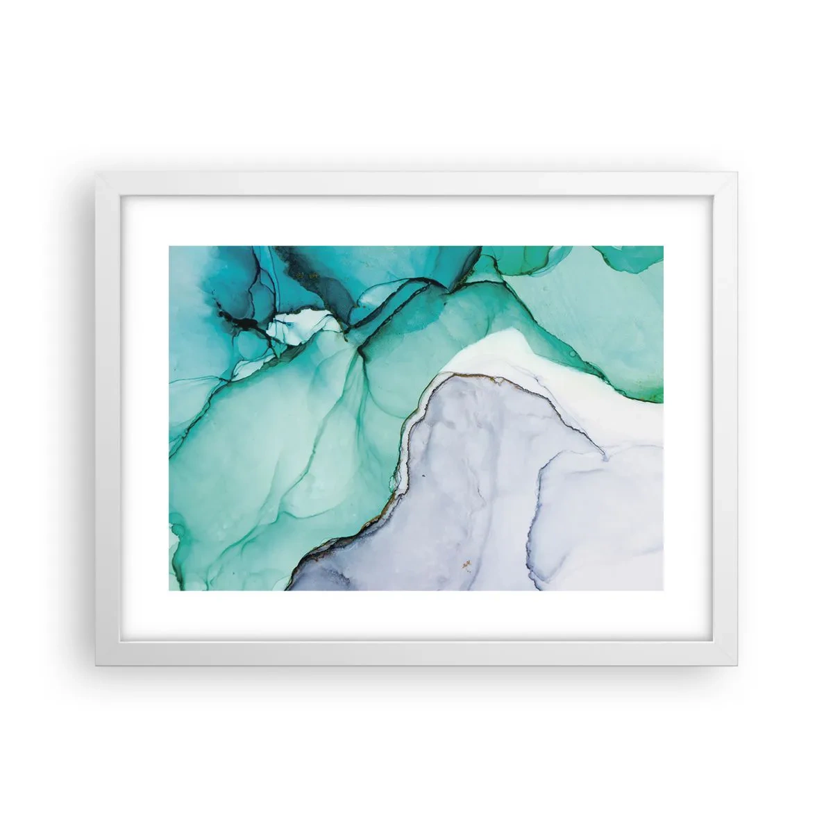 Plakat w białej ramie - Studium w turkusie - 40x30 cm