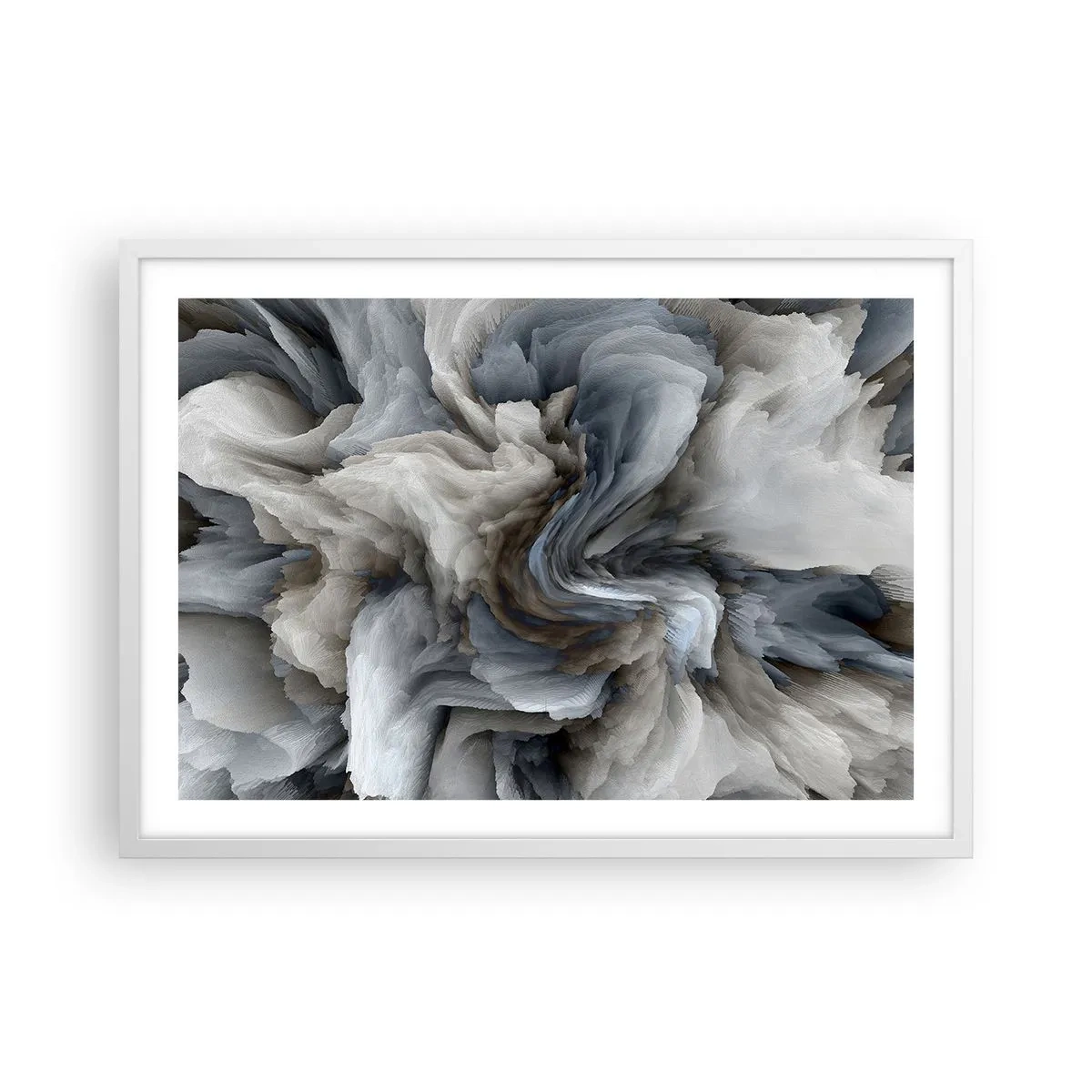 Plakat w białej ramie - Kamień i kwiat - 70x50 cm