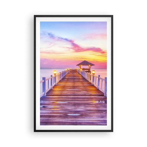 Plakat w czarnej ramie - Liliowo-złota cisza wieczoru - 61x91 cm