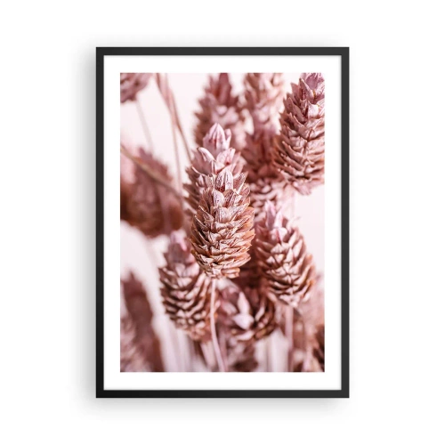 Plakat w czarnej ramie - Zbliżenie na suszone kwiaty w różowych odcieniach - 50x70cm - Z pozoru niepozorne - Nowoczesna dekoracja ścienna do salonu i sypialni ARTTOR