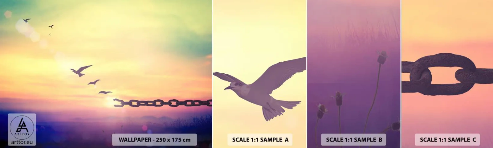 Fototapeta Próbka Samoprzylepna Deluxe Sticker - Zwycięstwo wolności - Abstrakcja, Ptaki, Sztuka - 100x30 cm