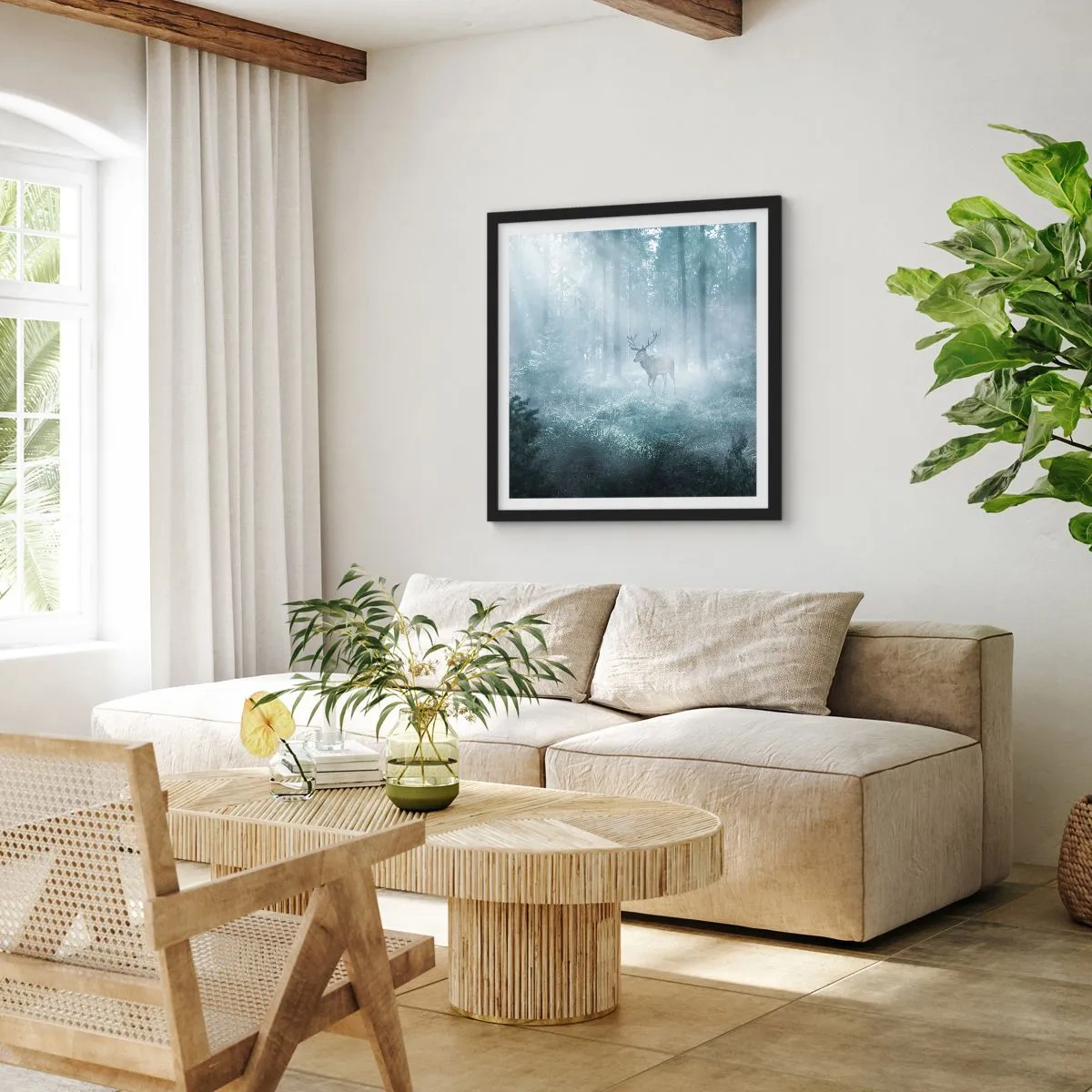 Plakat w czarnej ramie - Poranny obchód włości - 60x60 cm