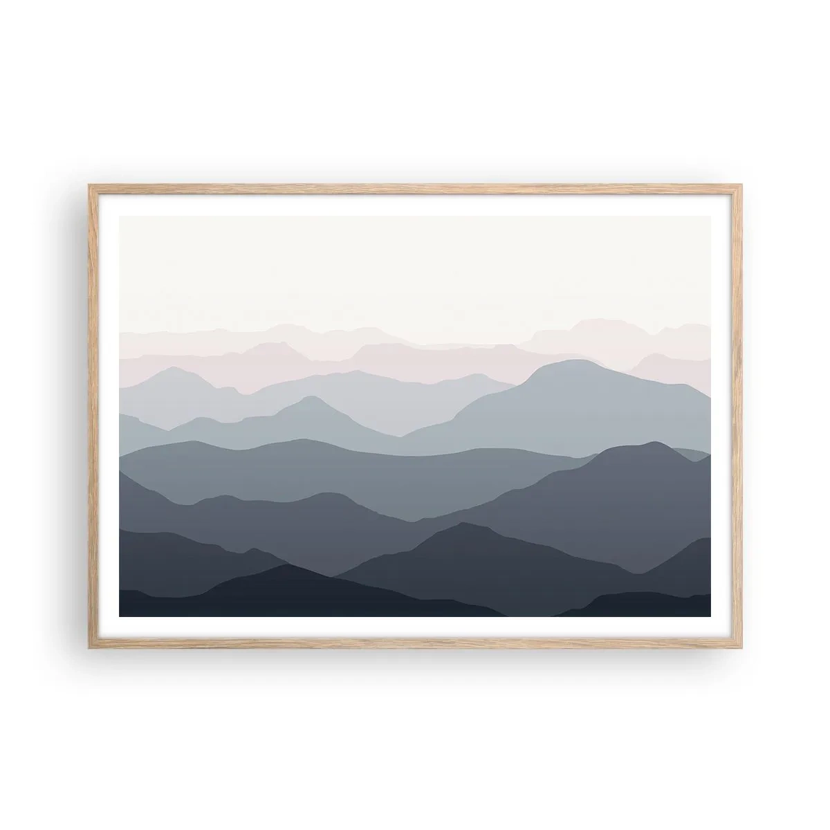 Plakat w ramie jasny dąb - Fale gór - 100x70 cm