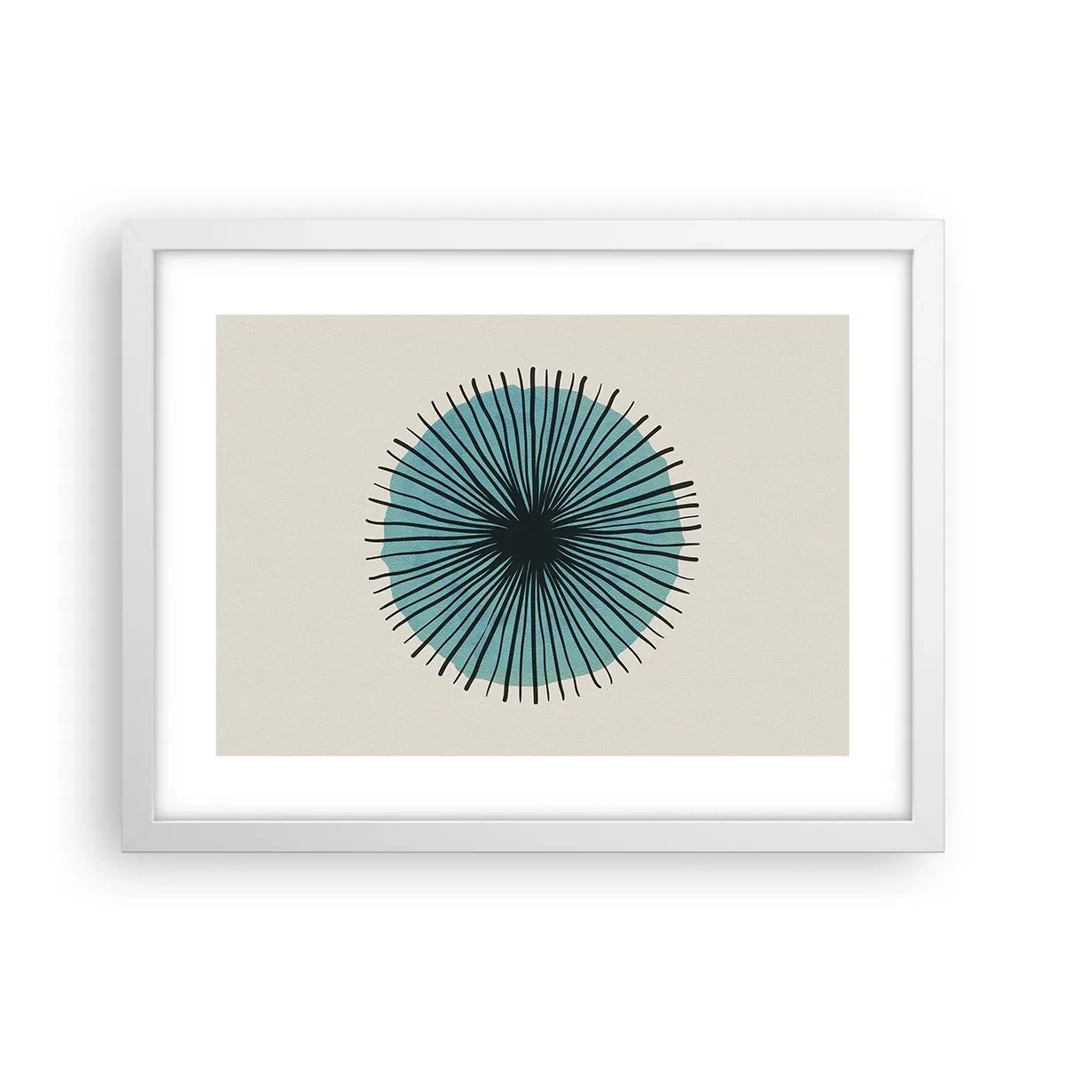Plakat w białej ramie - Promieniście na błękicie - 40x30 cm