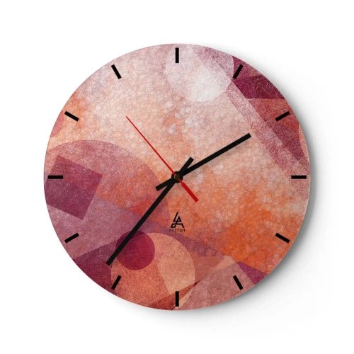 Zegar ścienny - Przekształcenia geometryczne w różu - 40x40 cm