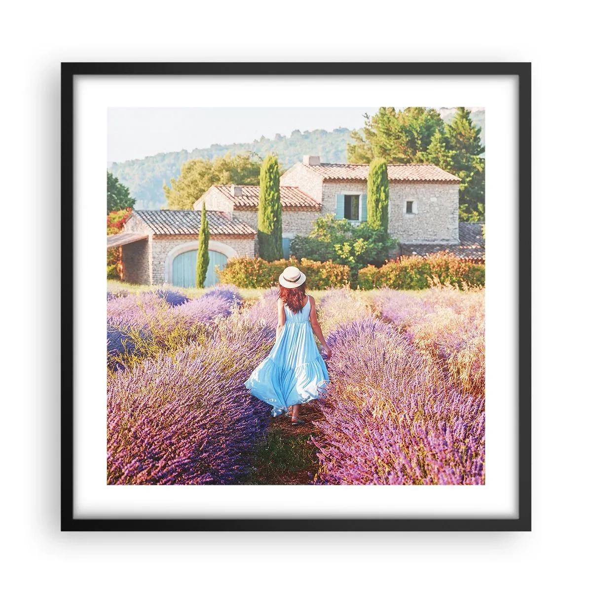 Plakat w czarnej ramie - Lawendowa dziewczyna - 50x50 cm