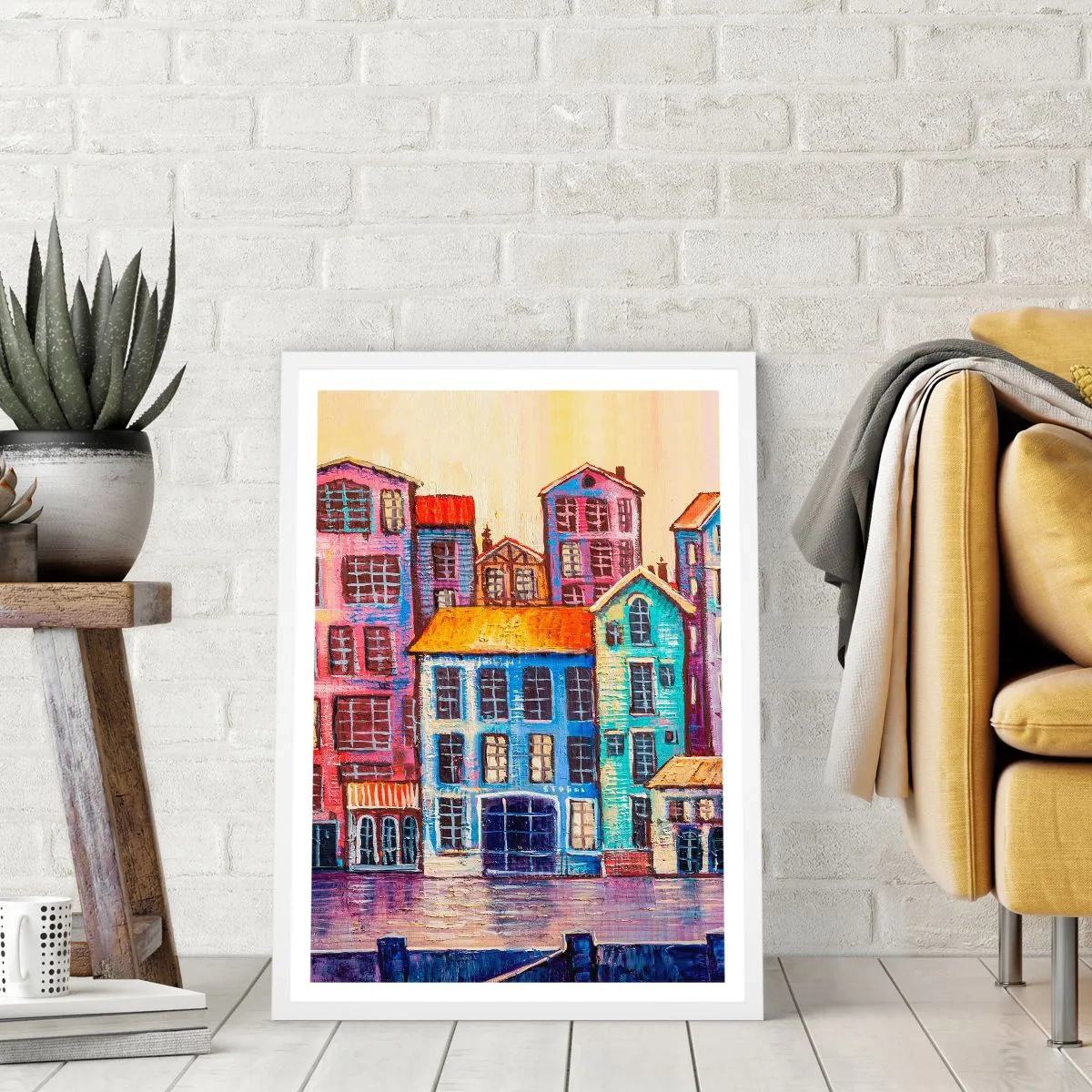 Plakat w białej ramie - Miasto jak z bajki - 70x100 cm