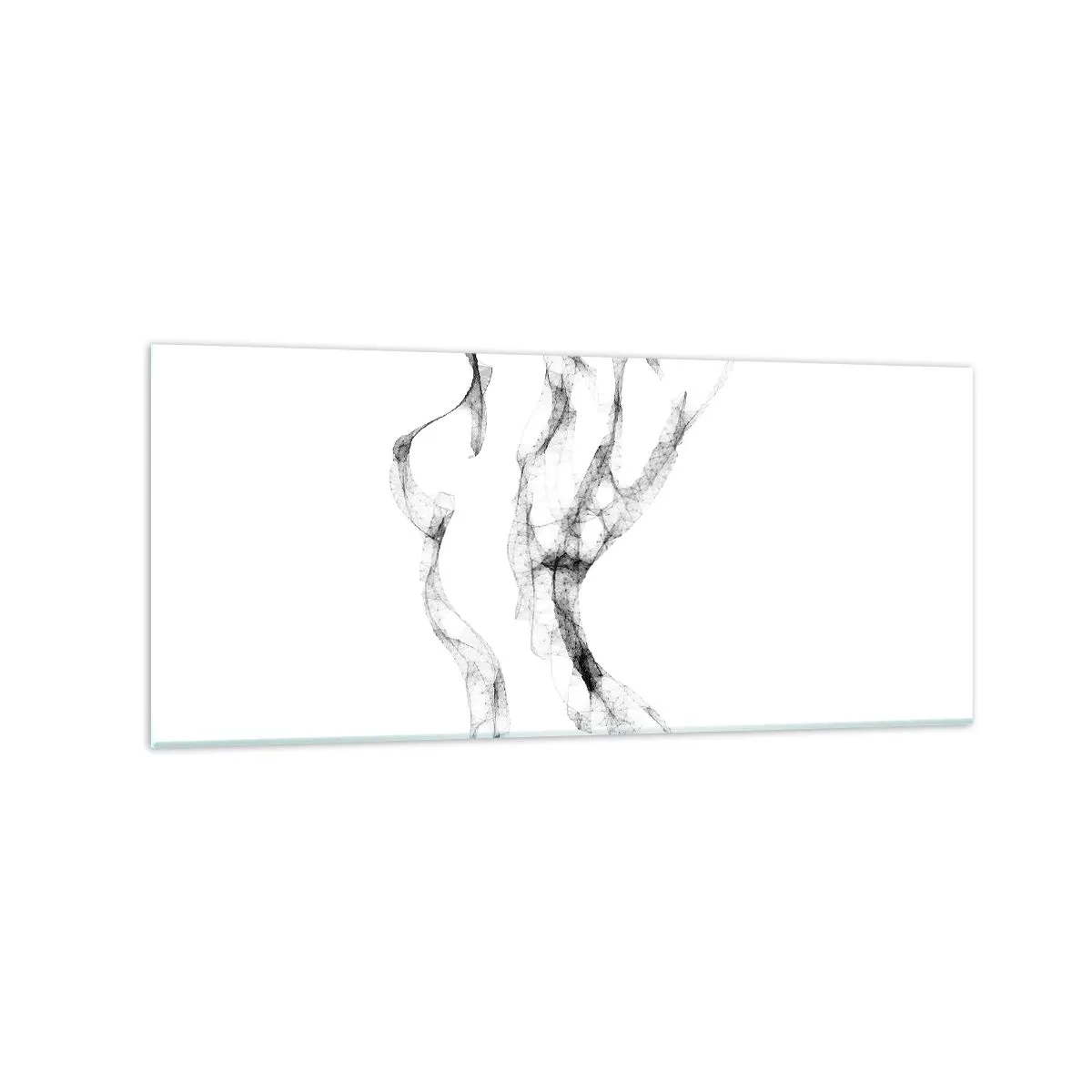 Obraz na szkle - Delikatne, abstrakcyjne linie przypominające smugi dymu na jasnym tle - 120x50cm - Piękna i silna - Nowoczesna dekoracja ścienna do salonu i sypialni ARTTOR